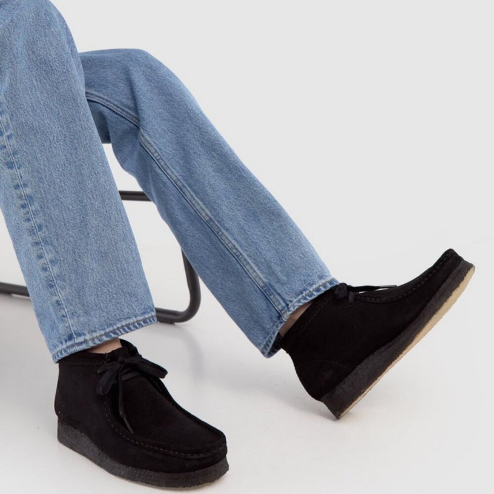 Women's Clarks Wallabee Boot in Black Suede